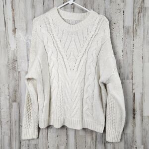 A New Day Cable Knit Sweater White Size Medium